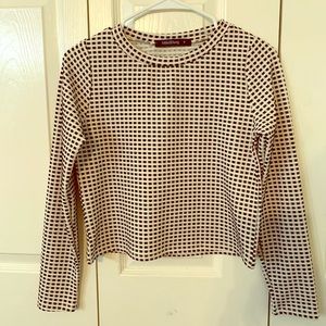 Cream and black semi cropped long-sleeve top